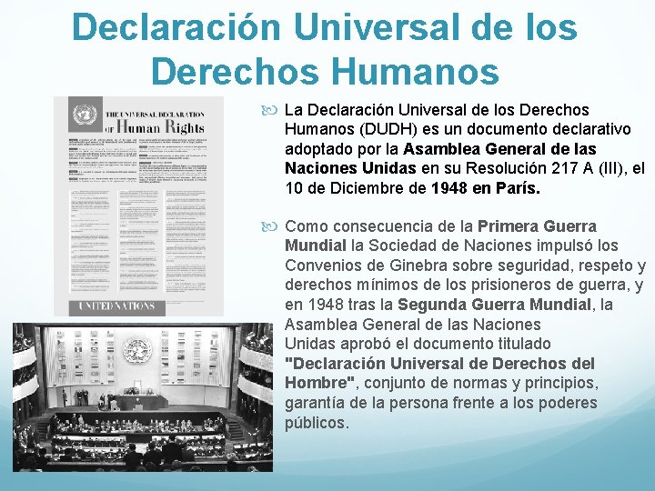 Declaración Universal de los Derechos Humanos La Declaración Universal de los Derechos Humanos (DUDH)