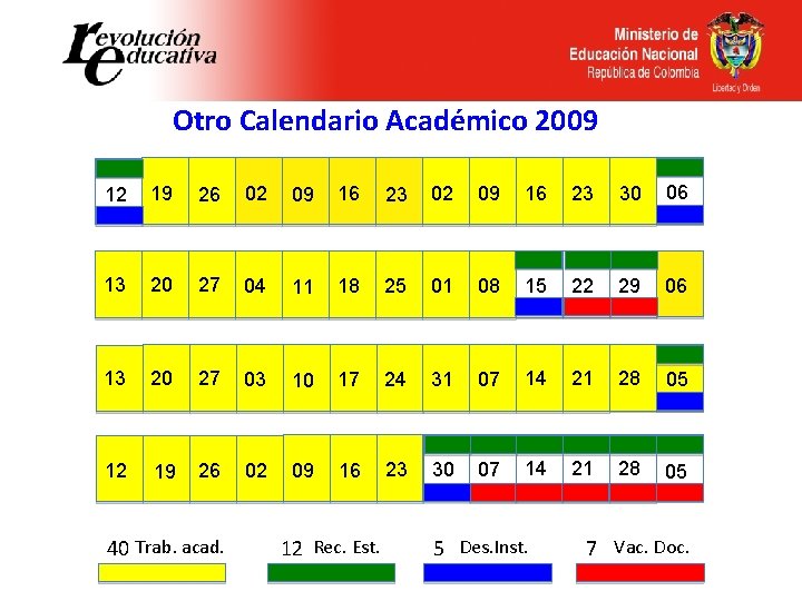 Otro Calendario Académico 2009 12 19 26 02 09 16 23 30 06 13