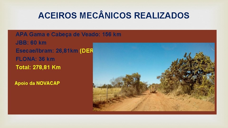 ACEIROS MEC NICOS REALIZADOS APA Gama e Cabeça de Veado: 156 km JBB: 60