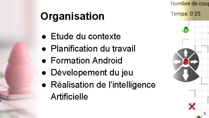 Organisation ● ● ● Etude du contexte Planification du travail Formation Android Dévelopement du