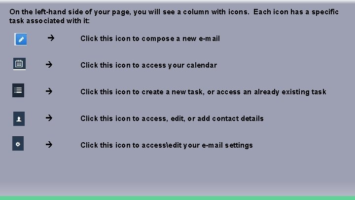 On the left-hand side of your page, you will see a column with icons.