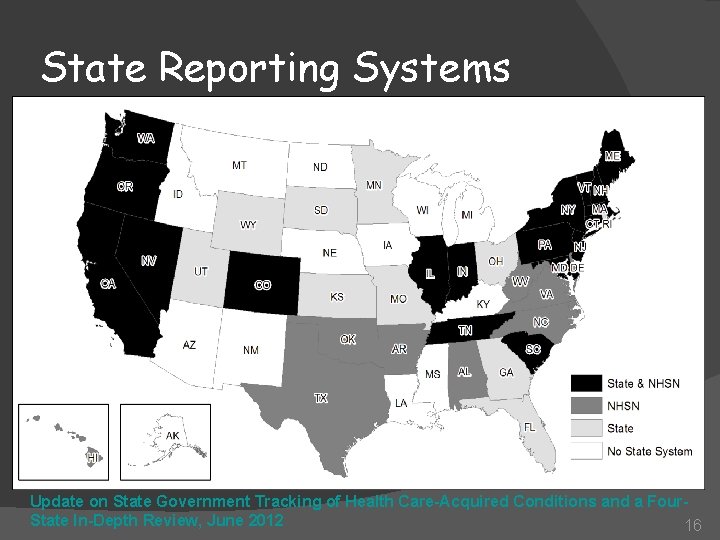 State Reporting Systems Update on State Government Tracking of Health Care-Acquired Conditions and a