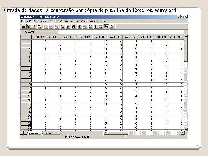Entrada de dados conversão por cópia de planilha do Excel ou Winword 5 