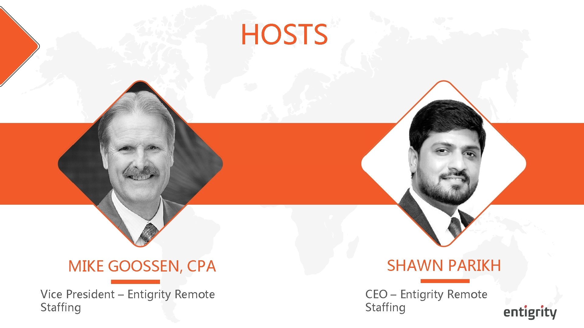 HOSTS MIKE GOOSSEN, CPA Vice President – Entigrity Remote Staffing SHAWN PARIKH CEO –