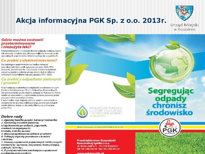 Akcja informacyjna PGK Sp. z o. o. 2013 r. 