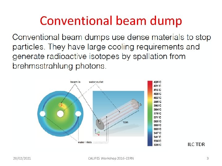 Conventional beam dump ILC TDR 28/02/2021 CALIFES Workshop 2016 -CERN 3 