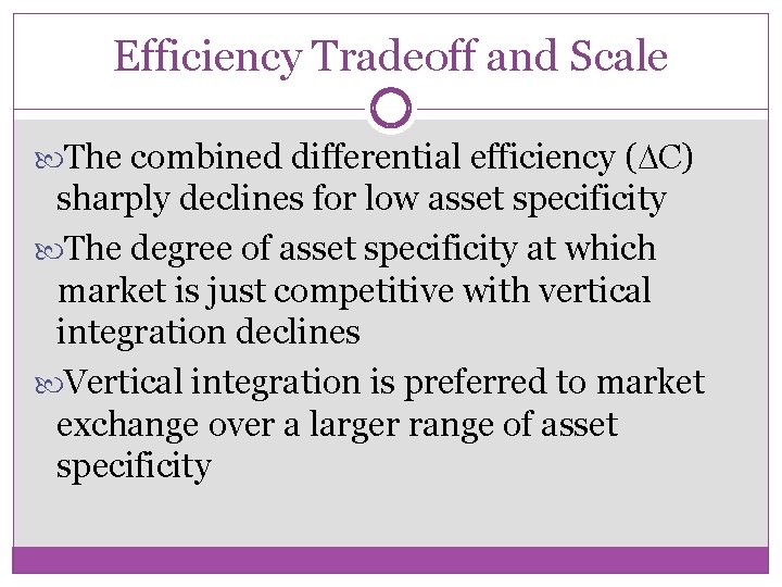 Efficiency Tradeoff and Scale The combined differential efficiency ( C) sharply declines for low