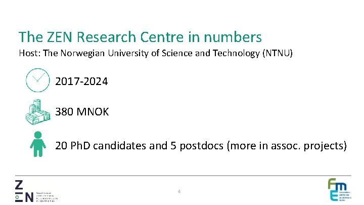 The ZEN Research Centre in numbers Host: The Norwegian University of Science and Technology
