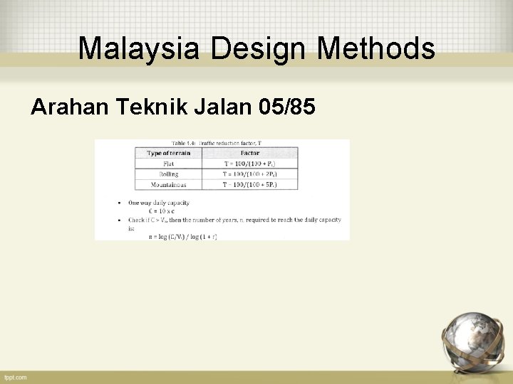 Malaysia Design Methods Arahan Teknik Jalan 05/85 