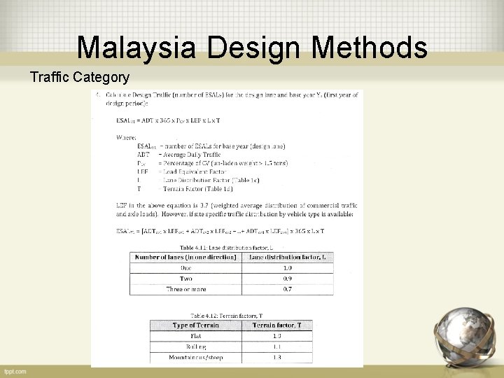 Malaysia Design Methods Traffic Category 