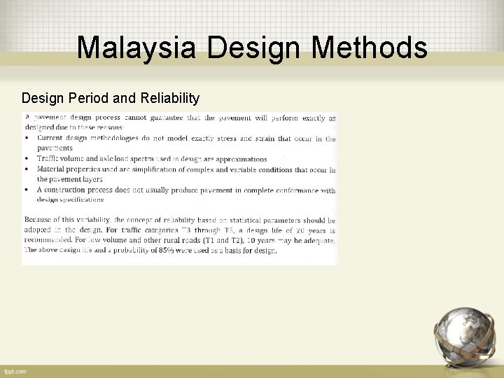 Malaysia Design Methods Design Period and Reliability 