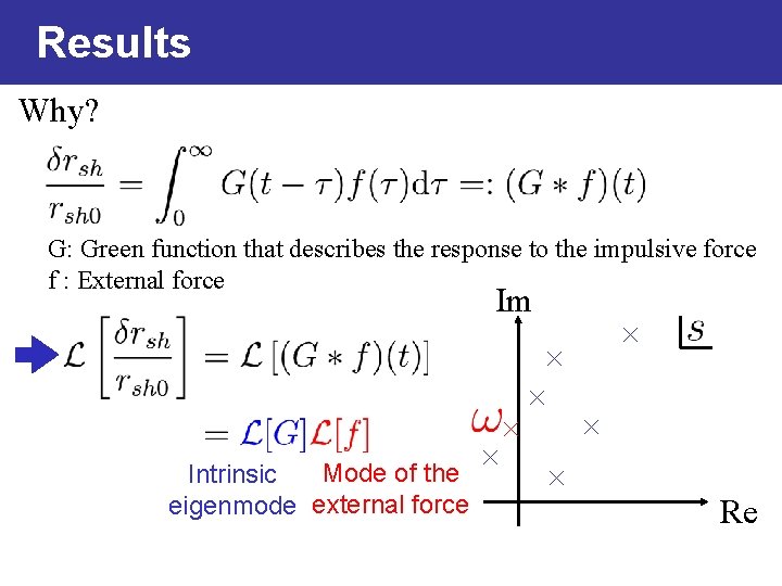 Results Why? G: Green function that describes the response to the impulsive force f