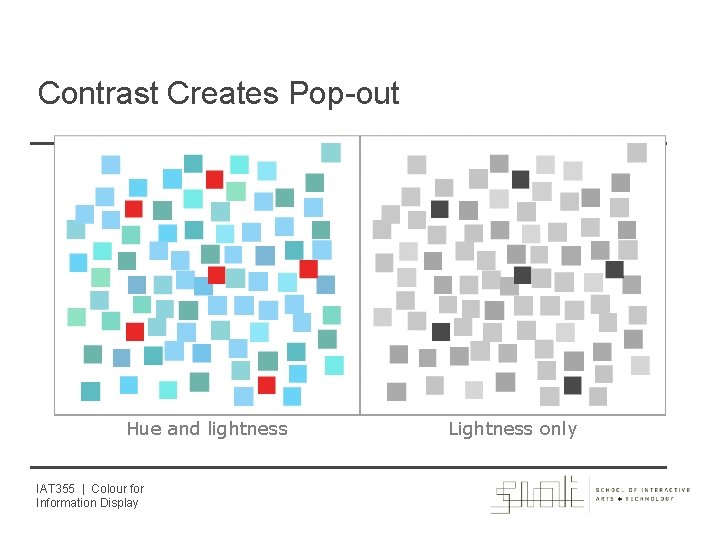 Contrast Creates Pop-out Hue and lightness IAT 355 | Colour for Information Display Lightness