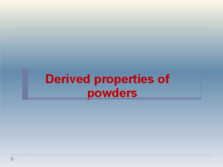 Derived properties of powders 51 