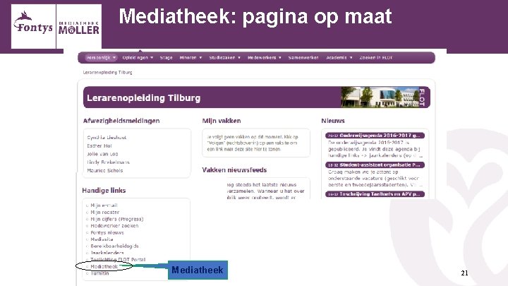 Mediatheek: pagina op maat Mediatheek 21 