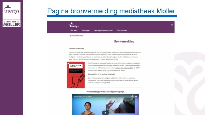 Pagina bronvermelding mediatheek Moller 