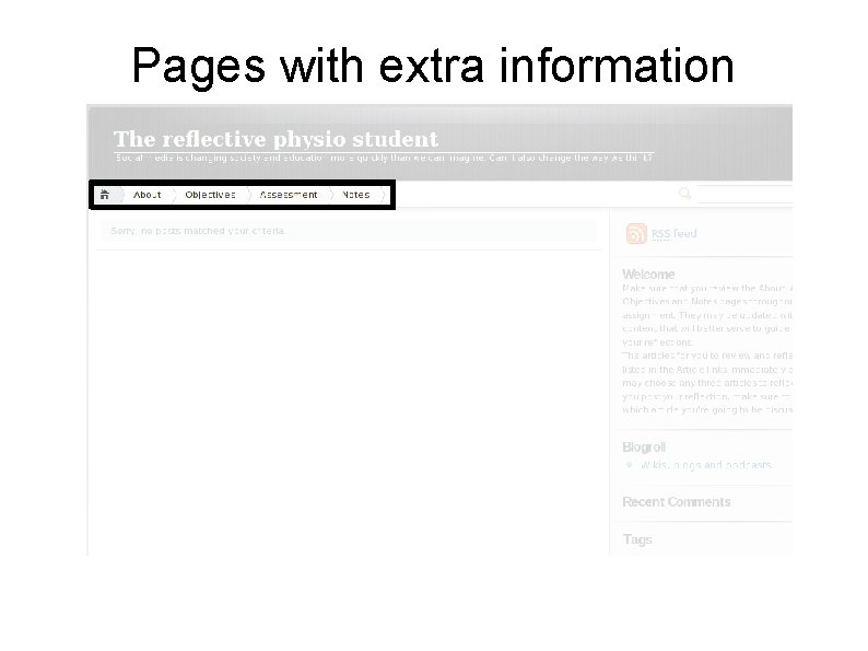 Pages with extra information 
