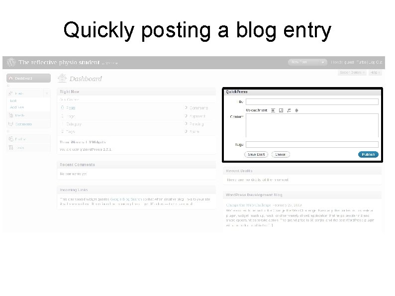 Quickly posting a blog entry 