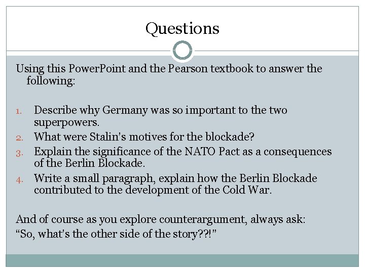 Questions Using this Power. Point and the Pearson textbook to answer the following: Describe