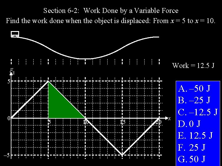 Section 6 -2: Work Done by a Variable Force Find the work done when