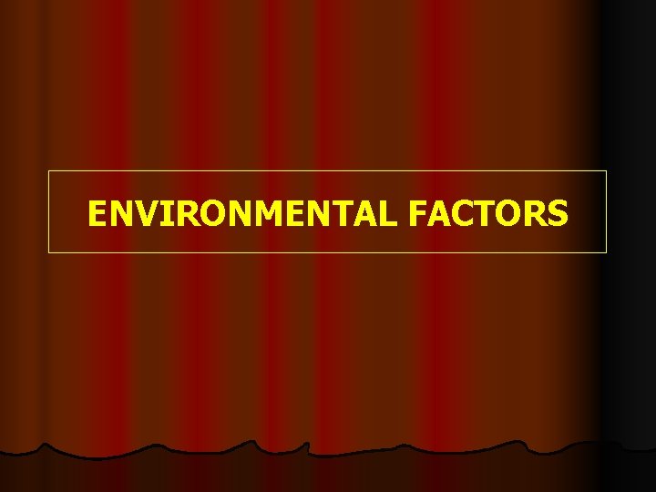 ENVIRONMENTAL FACTORS ENVIRONMENTAL FACTORS