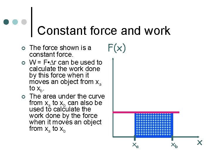 Constant force and work ¢ ¢ ¢ The force shown is a constant force.