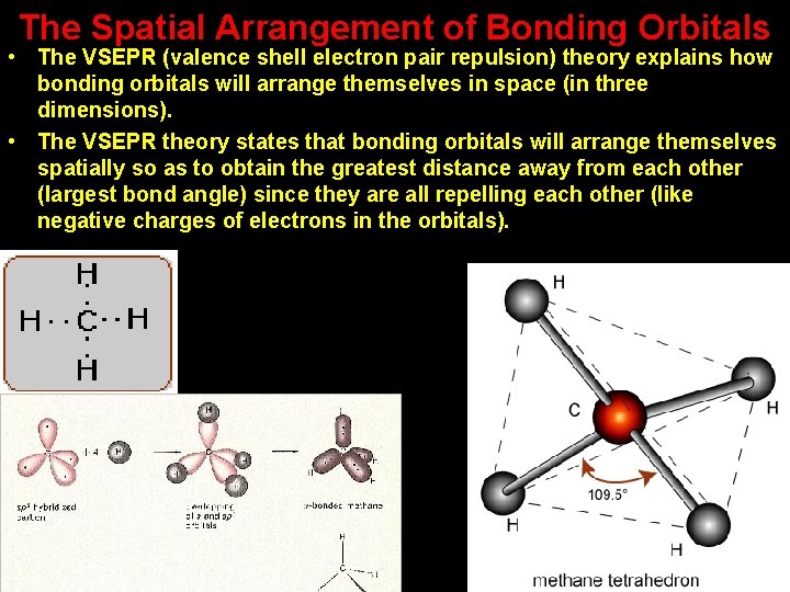 The Spatial Arrangement of Bonding Orbitals • The VSEPR (valence shell electron pair repulsion)