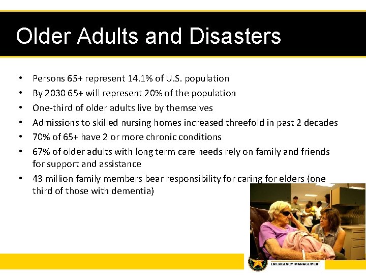 Considerations for Older Adults in Disasters Presented By