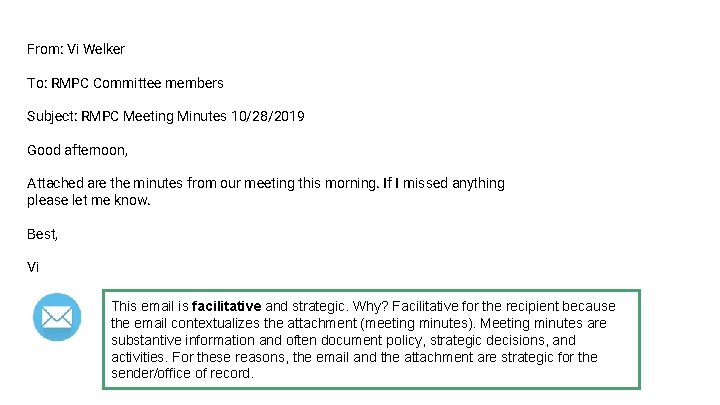 From: Vi Welker To: RMPC Committee members Subject: RMPC Meeting Minutes 10/28/2019 Good afternoon,