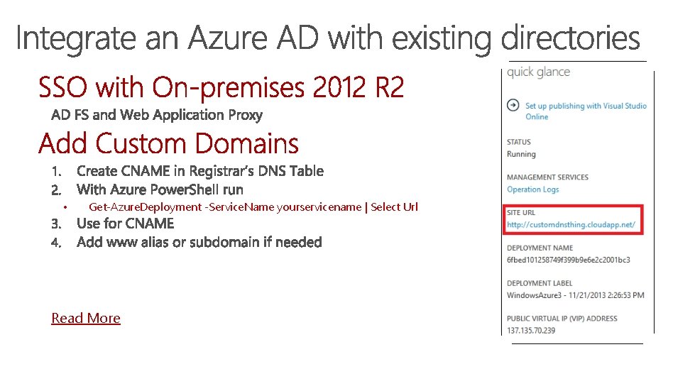  • Get-Azure. Deployment -Service. Name yourservicename | Select Url Read More 