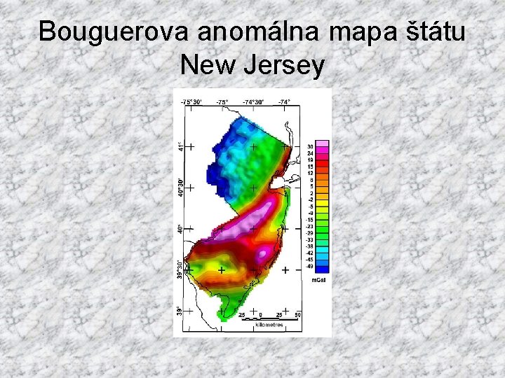 Bouguerova anomálna mapa štátu New Jersey 