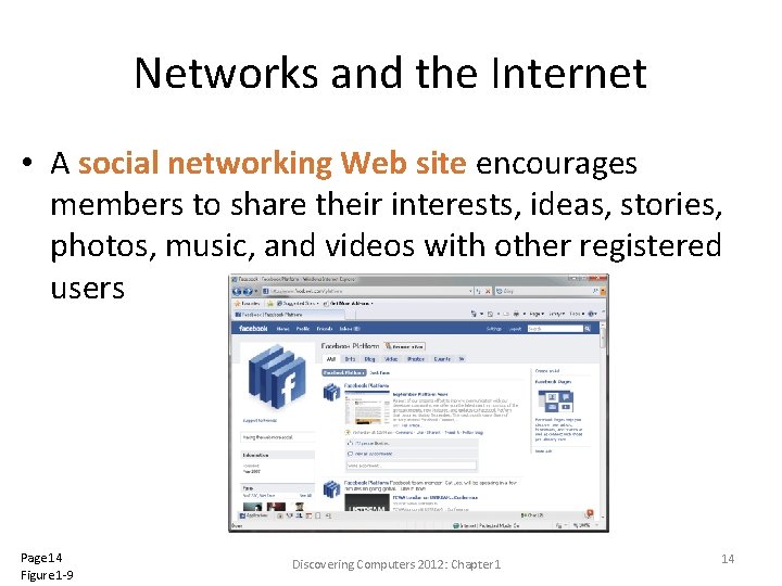 Networks and the Internet • A social networking Web site encourages members to share
