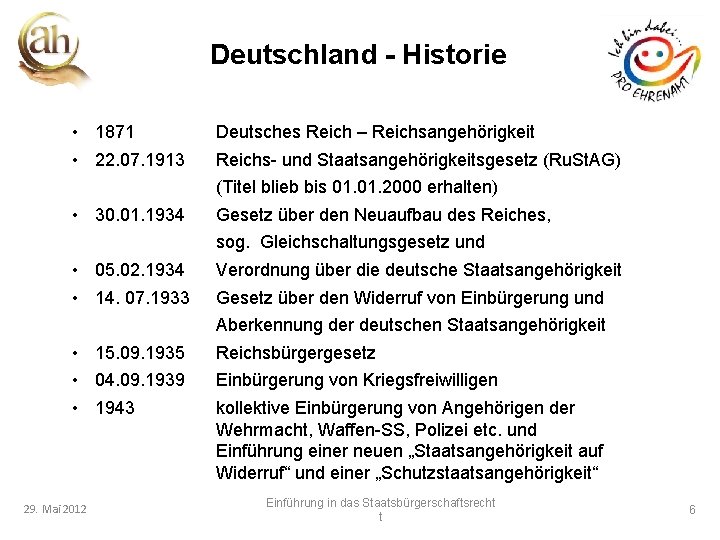 Deutschland - Historie • 1871 • 22. 07. 1913 Deutsches Reich – Reichsangehörigkeit Reichs-