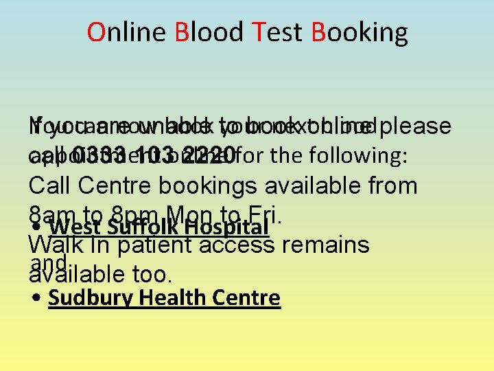 Online Blood Test Booking You can now book your next blood If you are
