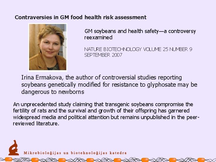 Contraversies in GM food health risk assessment GM soybeans and health safety—a controversy reexamined