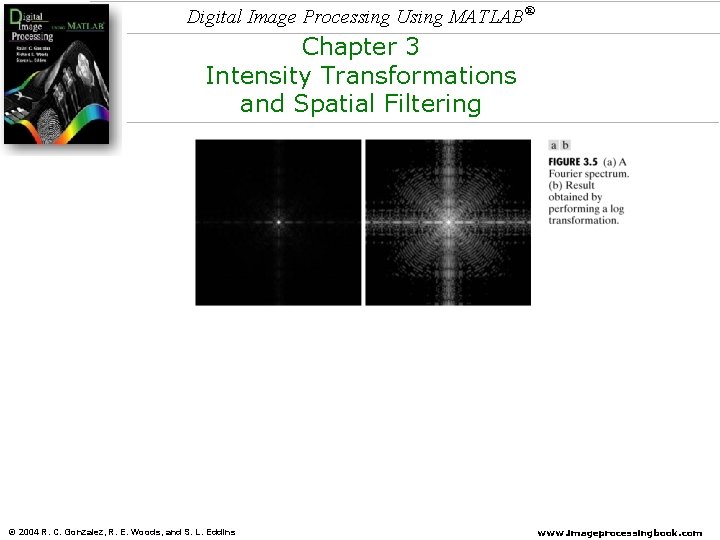 Digital Image Processing Using MATLAB® Chapter 3 Intensity Transformations and Spatial Filtering © 2004 Digital Image Processing Using MATLAB® Chapter 3 Intensity Transformations and Spatial Filtering © 2004