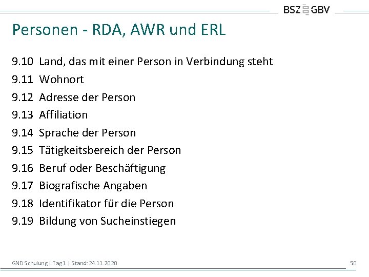 Personen - RDA, AWR und ERL 9. 10 Land, das mit einer Person in