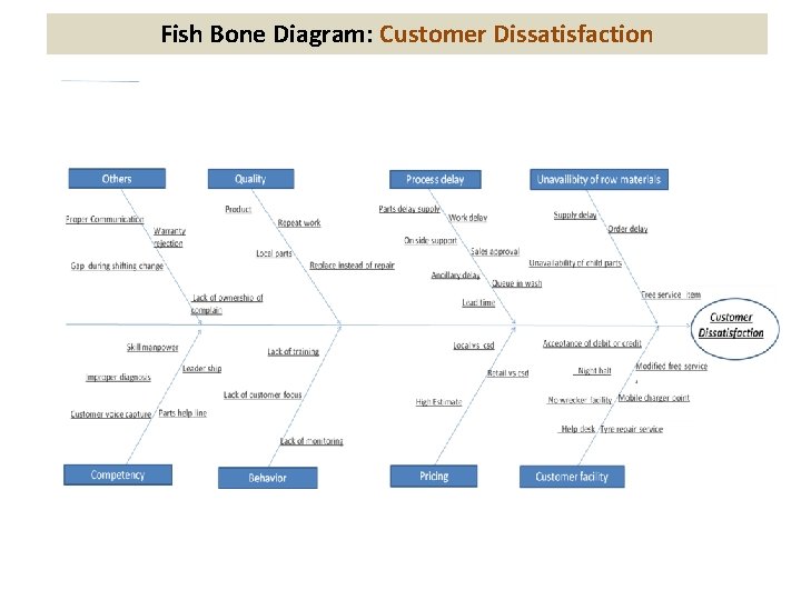 Fish Bone Diagram: Customer Dissatisfaction 