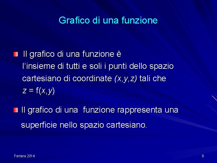Grafico di una funzione Il grafico di una funzione è l’insieme di tutti e