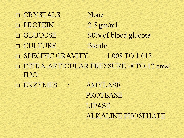 � � � � CRYSTALS : None PROTEIN : 2. 5 gm/ml GLUCOSE :