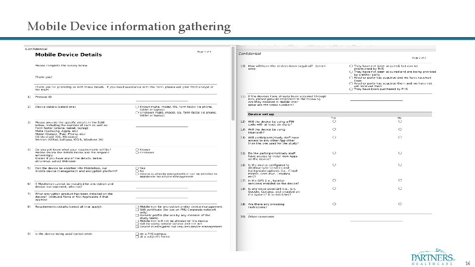 Mobile Device information gathering 16 