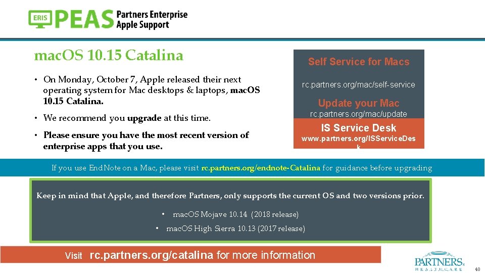 mac. OS 10. 15 Catalina Self Service for Macs • On Monday, October 7,