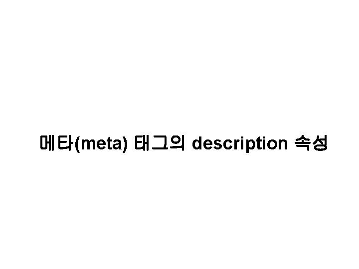 메타(meta) 태그의 description 속성 