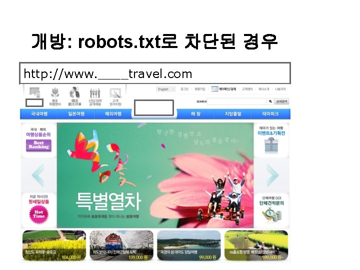 개방: robots. txt로 차단된 경우 http: //www. ____travel. com 