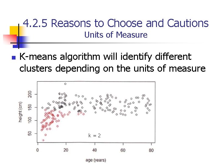 4. 2. 5 Reasons to Choose and Cautions Units of Measure n K-means algorithm