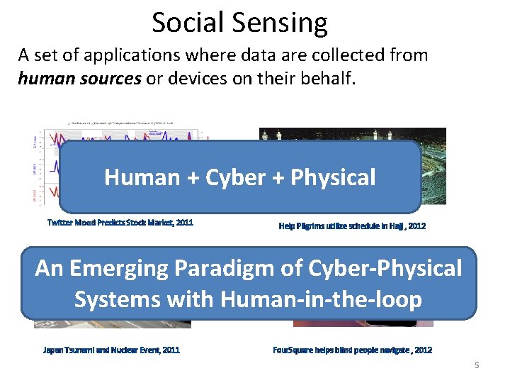Social Sensing A set of applications where data are collected from human sources or