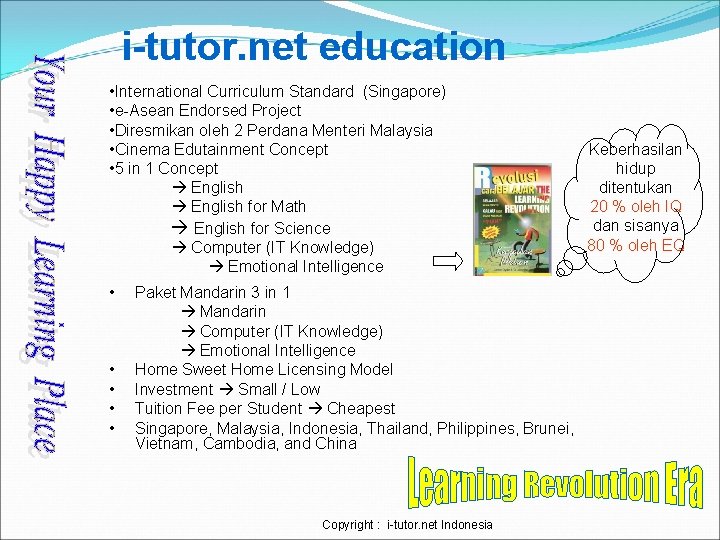 i-tutor. net education • International Curriculum Standard (Singapore) • e-Asean Endorsed Project • Diresmikan