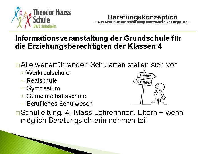 Beratungskonzeption - Das Kind in seiner Entwicklung unterstützen und begleiten - Informationsveranstaltung der Grundschule