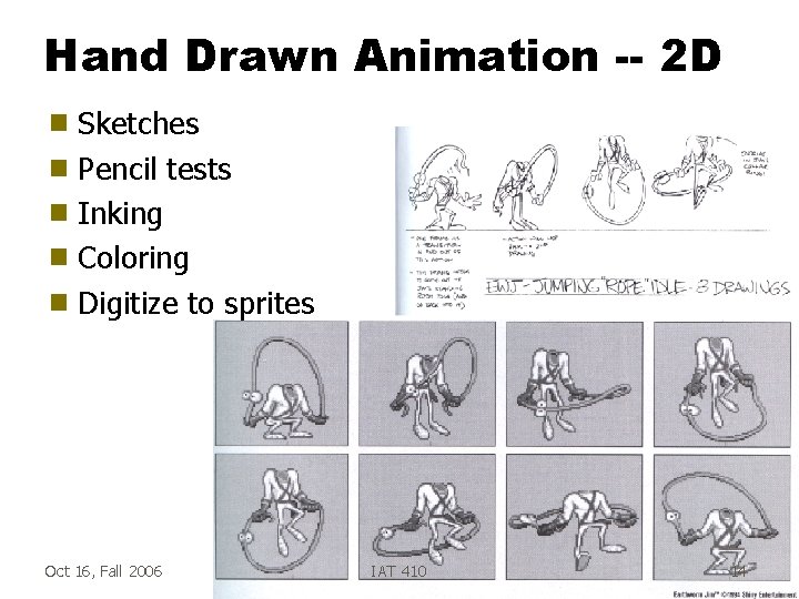 Hand Drawn Animation -- 2 D Sketches g Pencil tests g Inking g Coloring