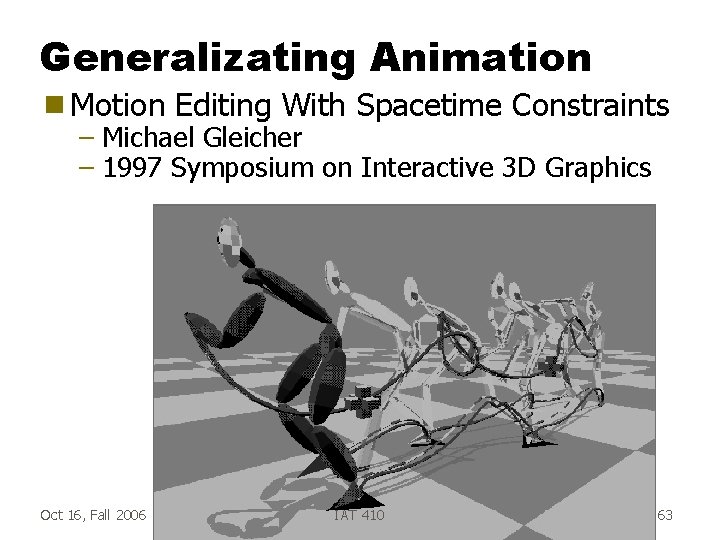 Generalizating Animation g Motion Editing With Spacetime Constraints – Michael Gleicher – 1997 Symposium